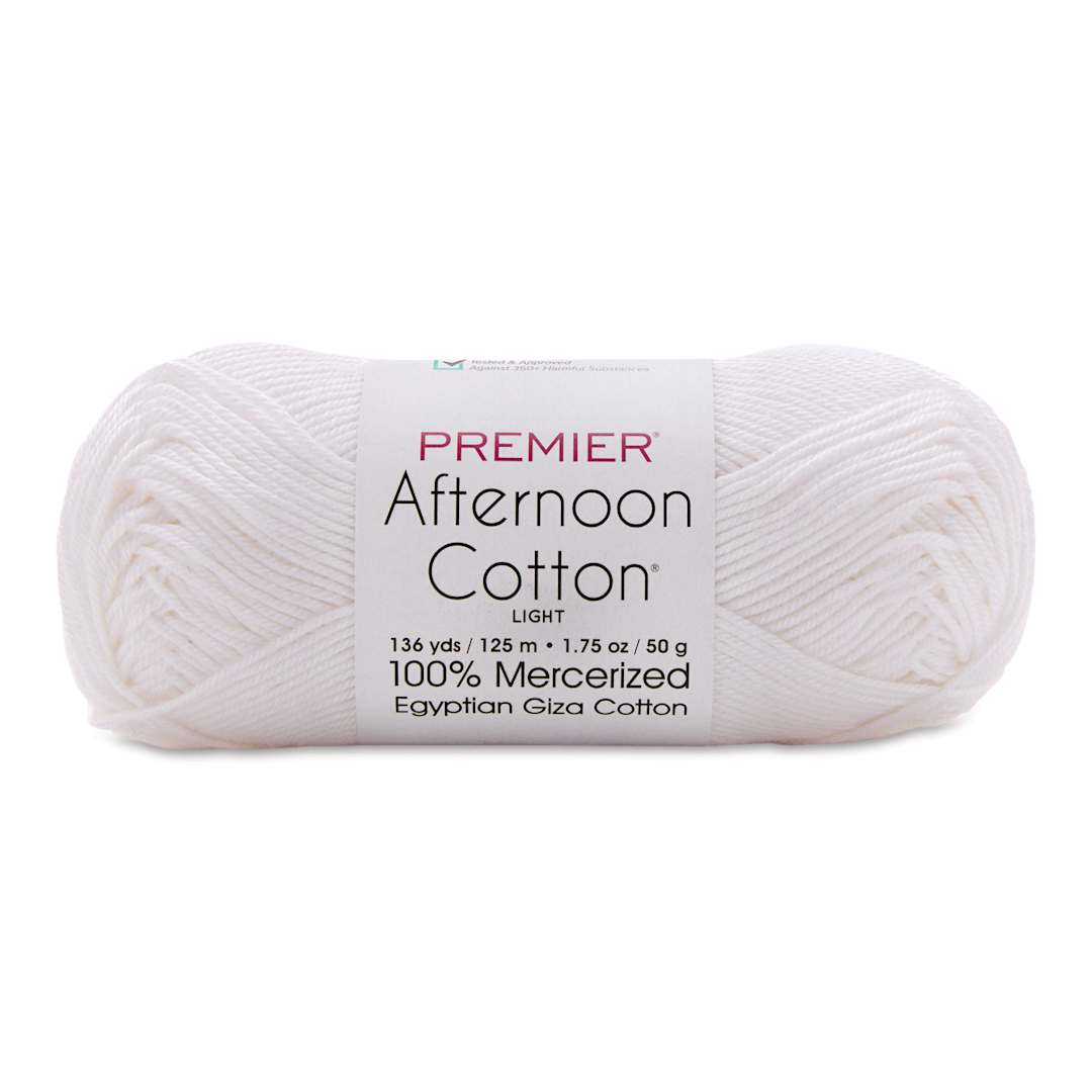 Open in modal - Premier Yarn Afternoon Cotton Yarn - White, skein