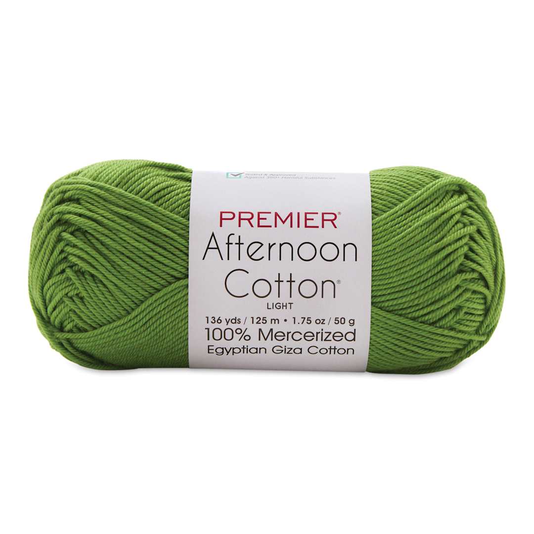 Open in modal - Premier Yarn Afternoon Cotton Yarn - Grass Green, skein
