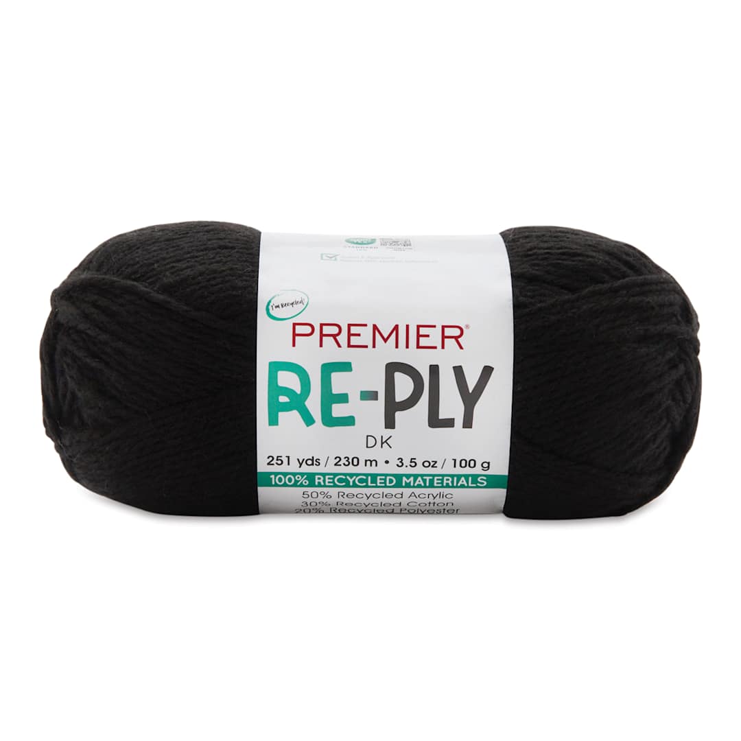 Open in modal - Premier Yarn Re-Ply Yarn - Black, 3.5 oz
