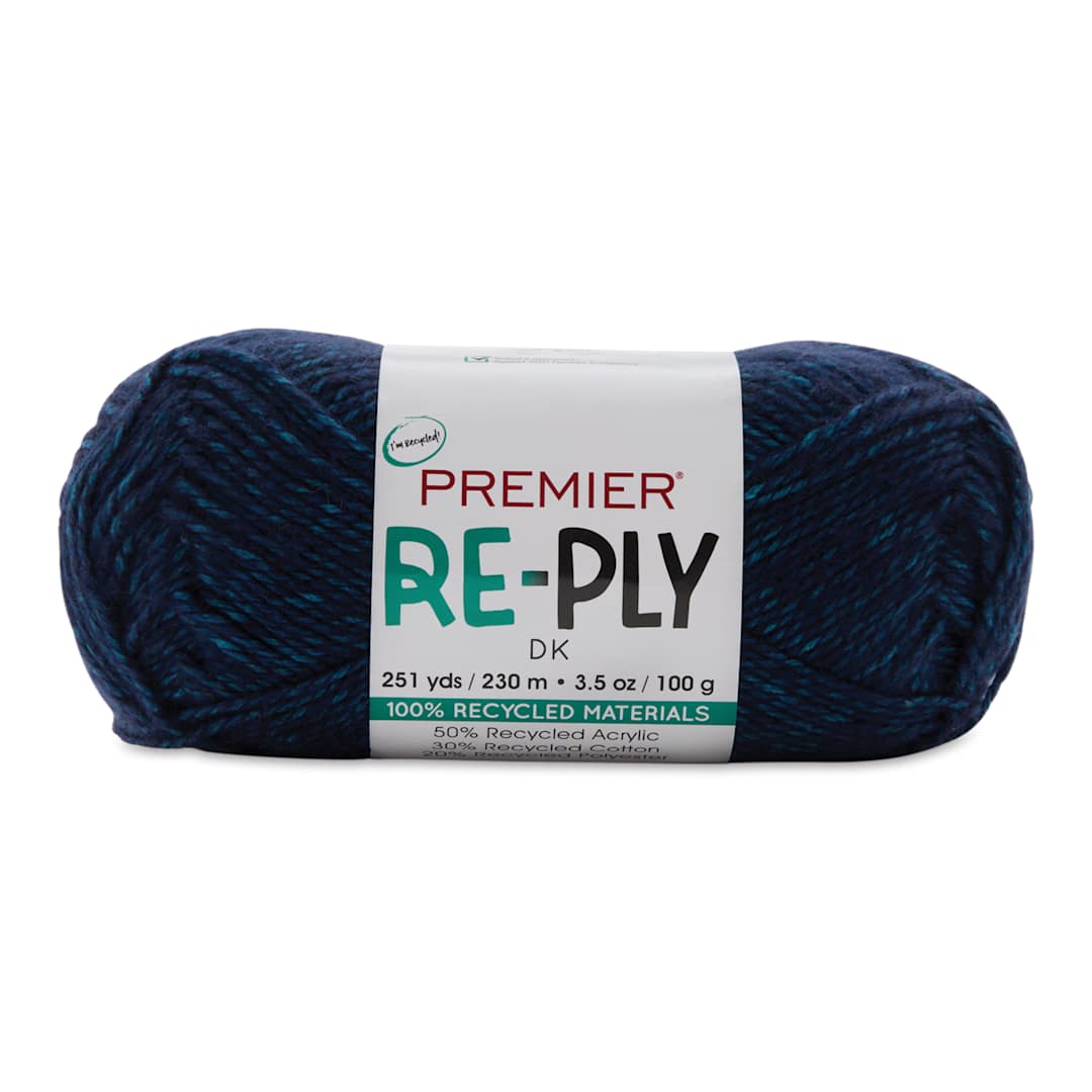 Open in modal - Premier Yarn Re-Ply Yarn - Deep Blue, 3.5 oz