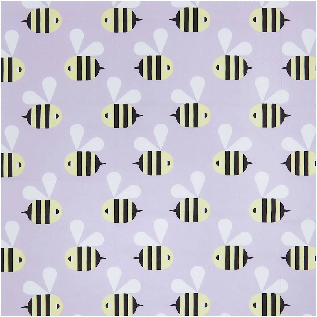 Open in modal - Rico Design Cotton Poplin Fabric - Lilac Bees, 50 cm x 140 cm