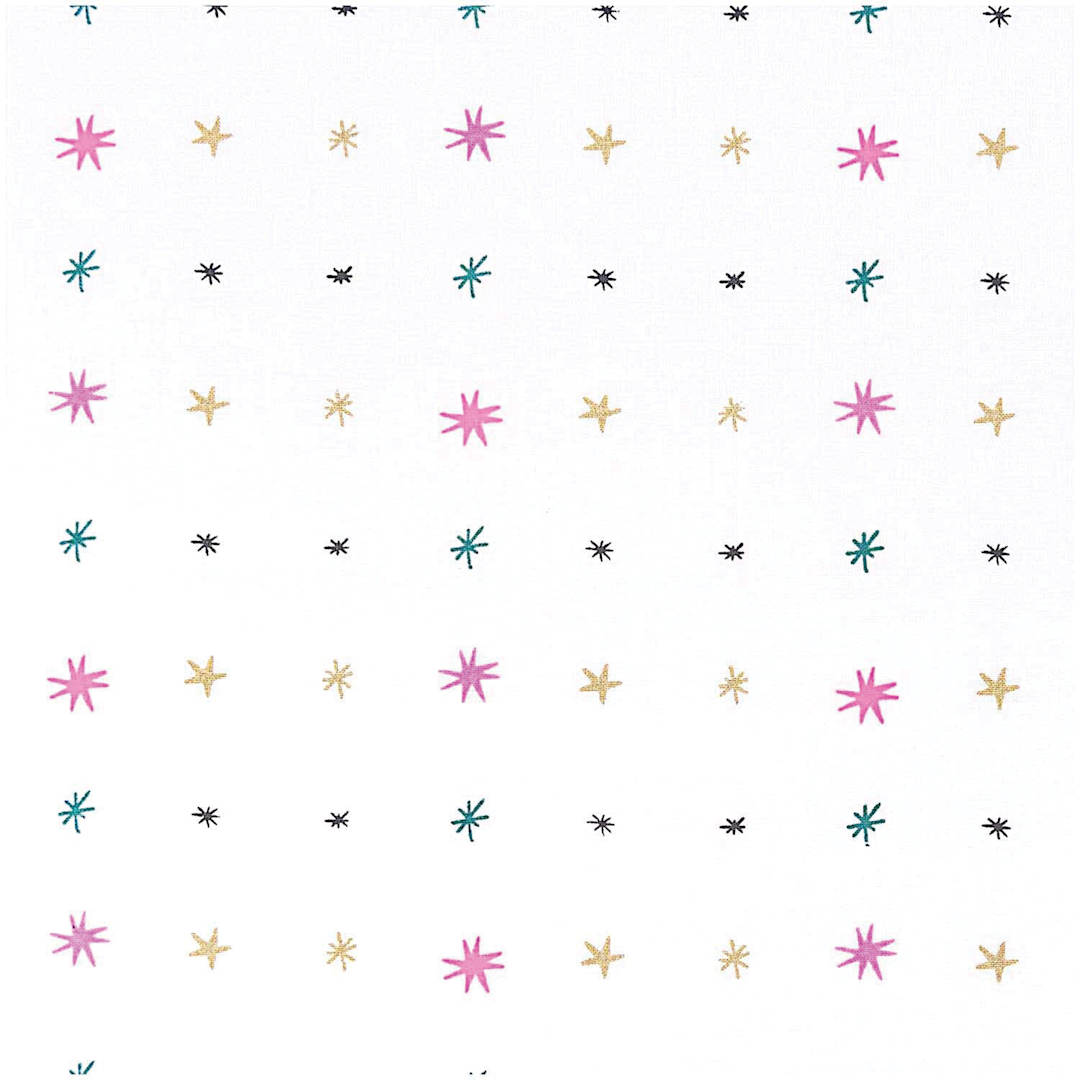 Open in modal - Rico Design Printed Cotton Fabric - Gold and Neon Stars, 50 cm x 140 cm