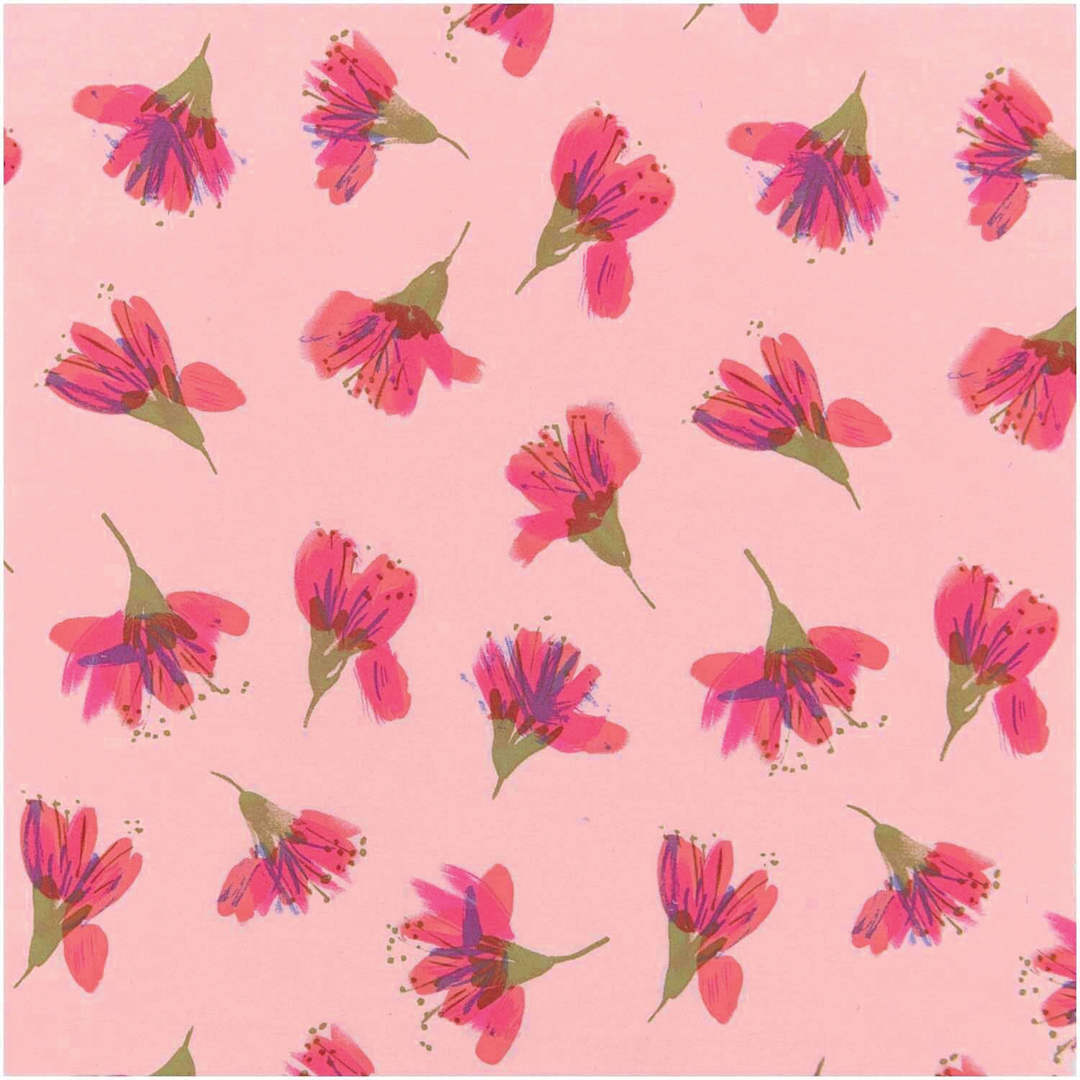 Open in modal - Rico Design Printed Cotton Fabric - Salmon Watercolour Blossoms, 50 cm x 140 cm