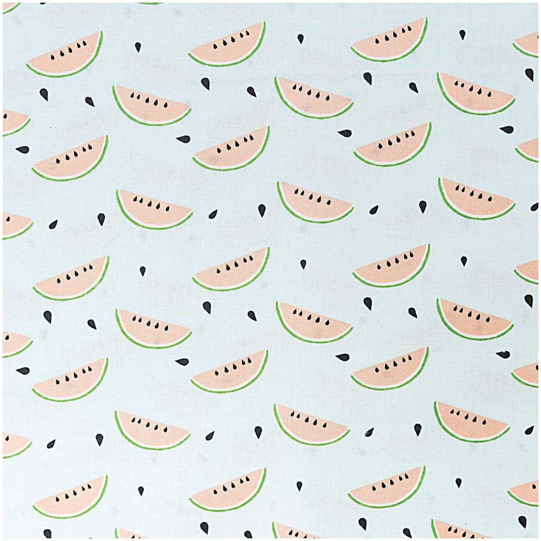 Open in modal - Rico Design Printed Cotton Fabric - Mint Melon, 50 cm x 140 cm
