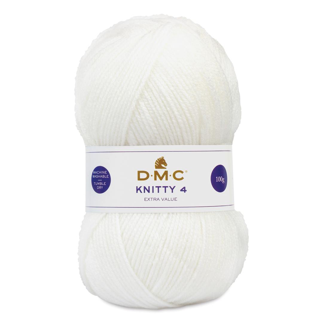 Open in modal - DMC Knitty 4 Yarn - 961 White, 306 yards