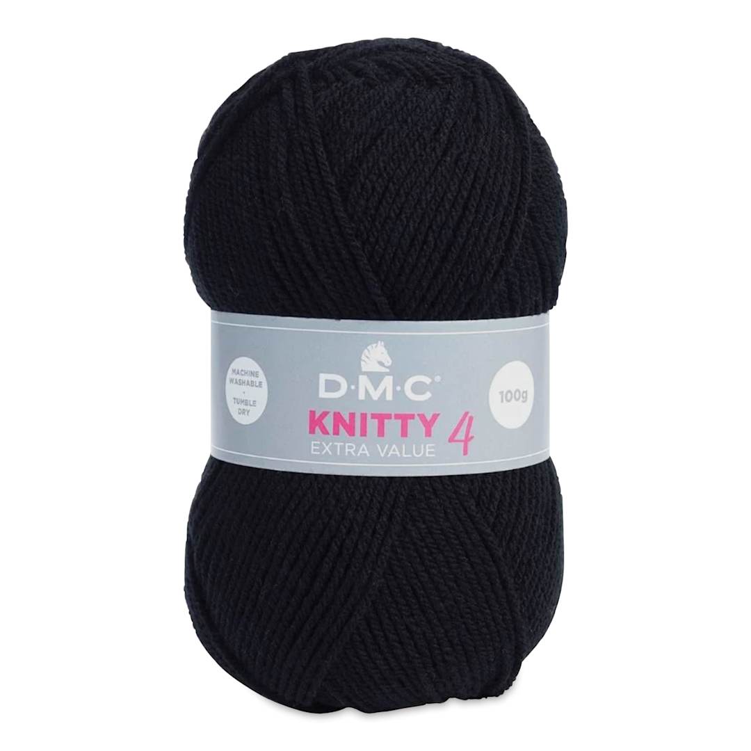 Open in modal - DMC Knitty 4 Yarn - 965 Black, 306 yards