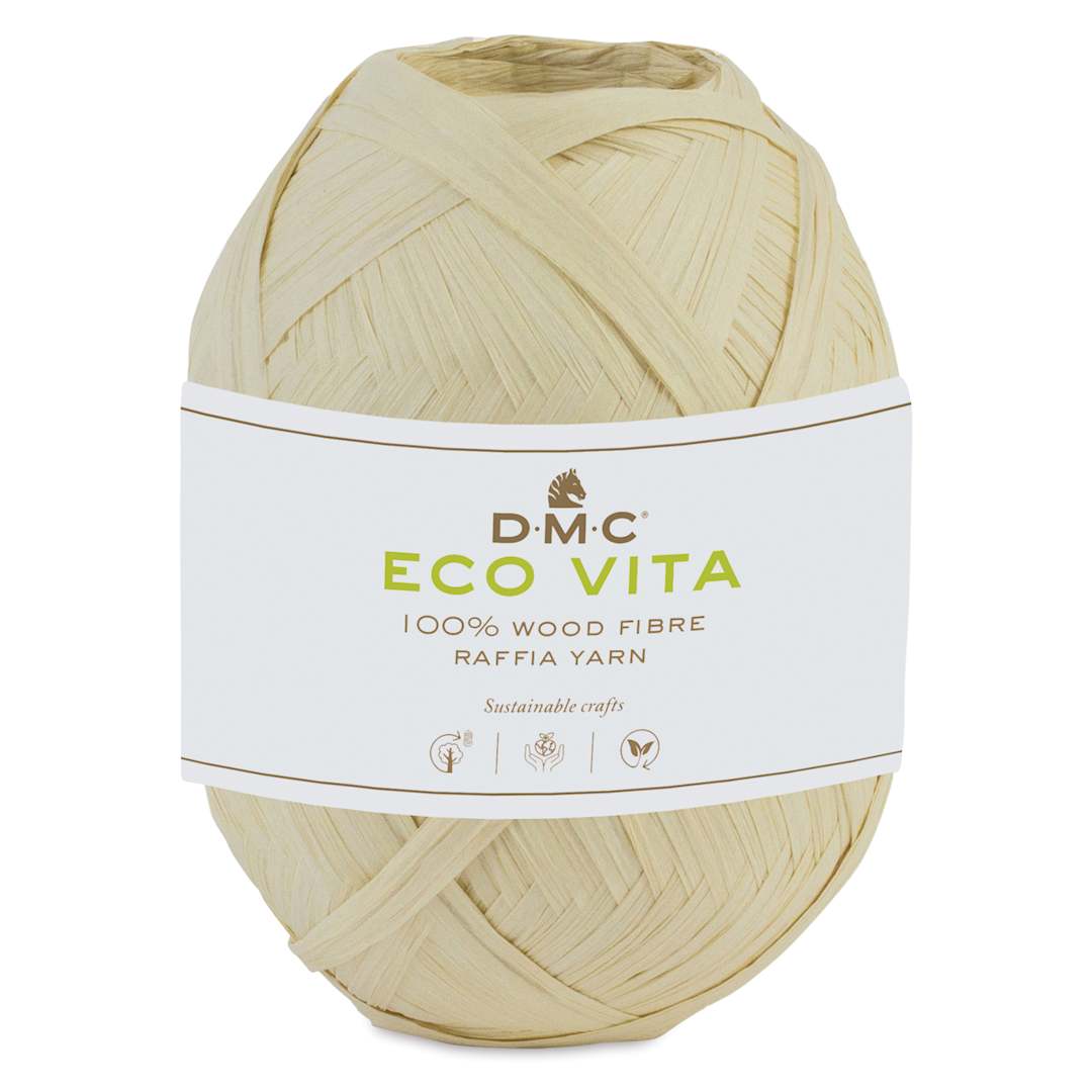 Open in modal - DMC Eco Vita Raffia Yarn - Beige, 109 yards with packaging