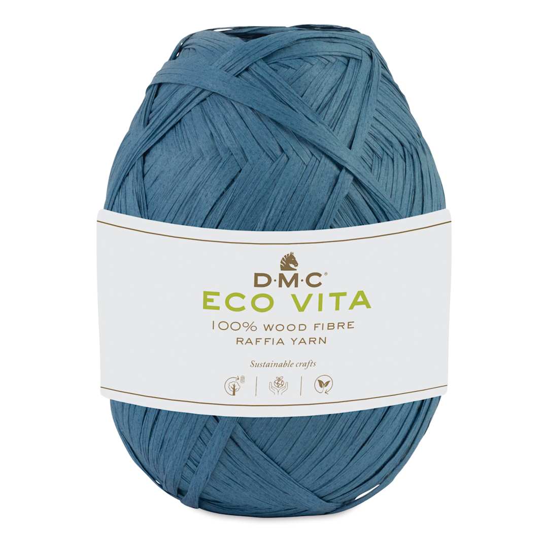 Open in modal - DMC Eco Vita Raffia Yarn - 07 Blue, 109 yards with packaging