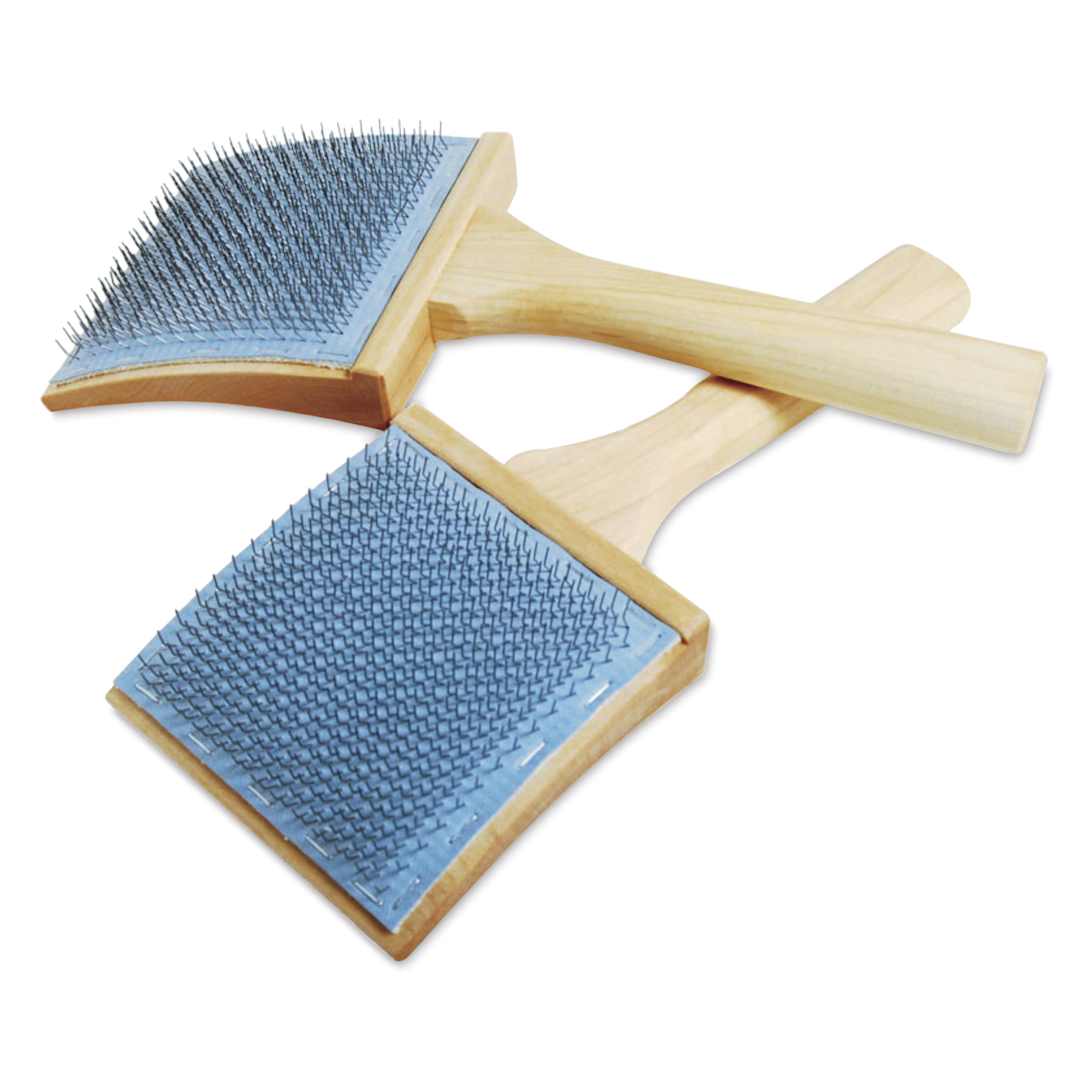 Open in modal - Schacht Hand Carder - Curved, Mini, Pkg of 2 - top and side of carder