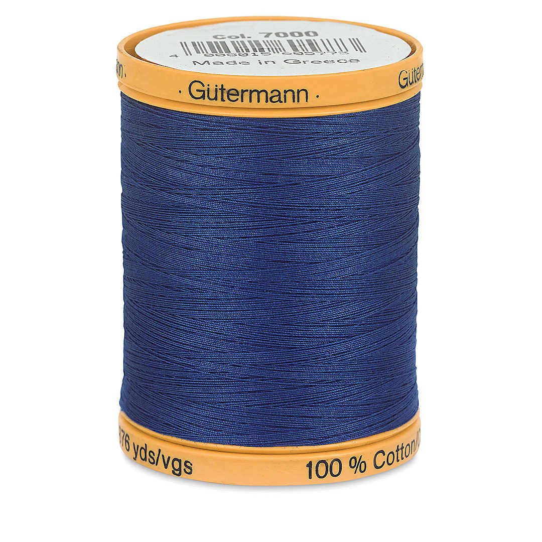 Open in modal - Gutermann Cotton Thread - Side view of Navy spool of Thread
