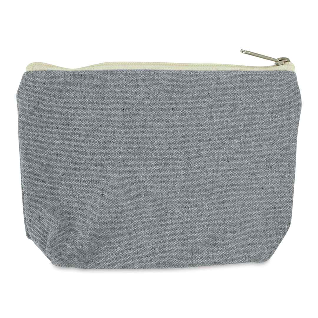 Open in modal - Harvest Import Recycled Canvas Zipper Pouches - Side view of small gusseted Zipper pouch