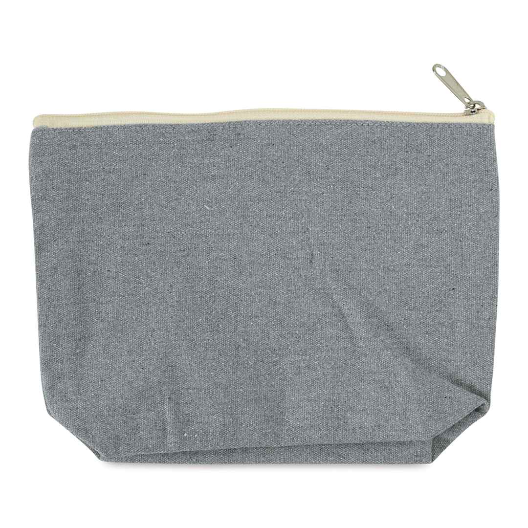 Open in modal - Harvest Import Recycled Canvas Zipper Pouches - Side view of large gusseted Zipper pouch