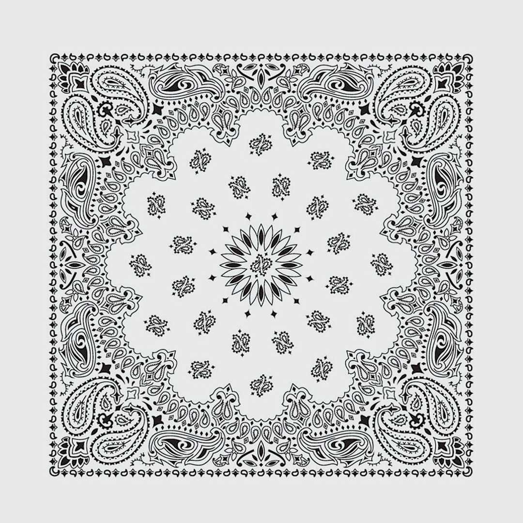 Open in modal - Hav-A-Hank Paisley Bandana - White, 22" W x 22" L