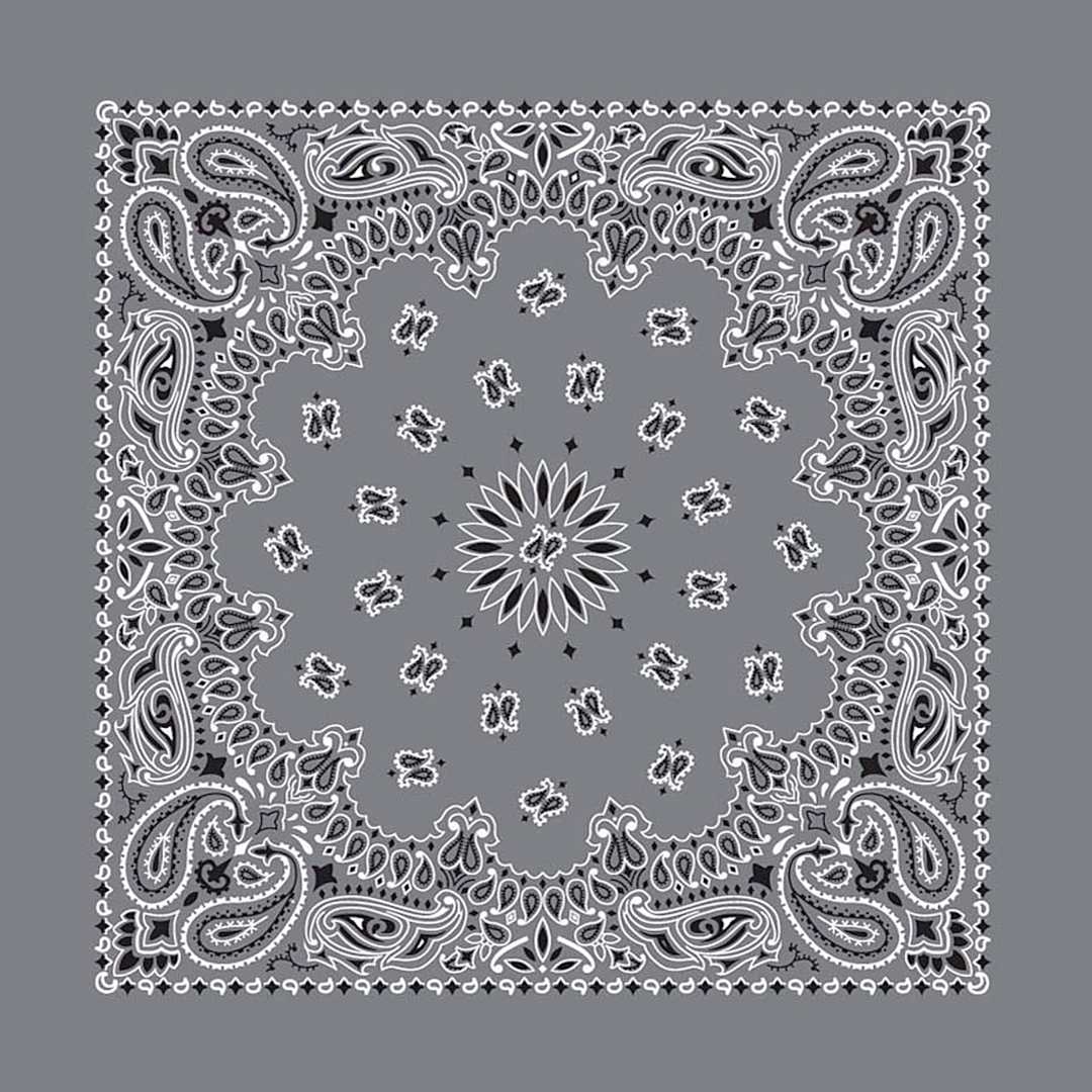 Open in modal - Hav-A-Hank Paisley Bandana - Charcoal, 22" W x 22" L