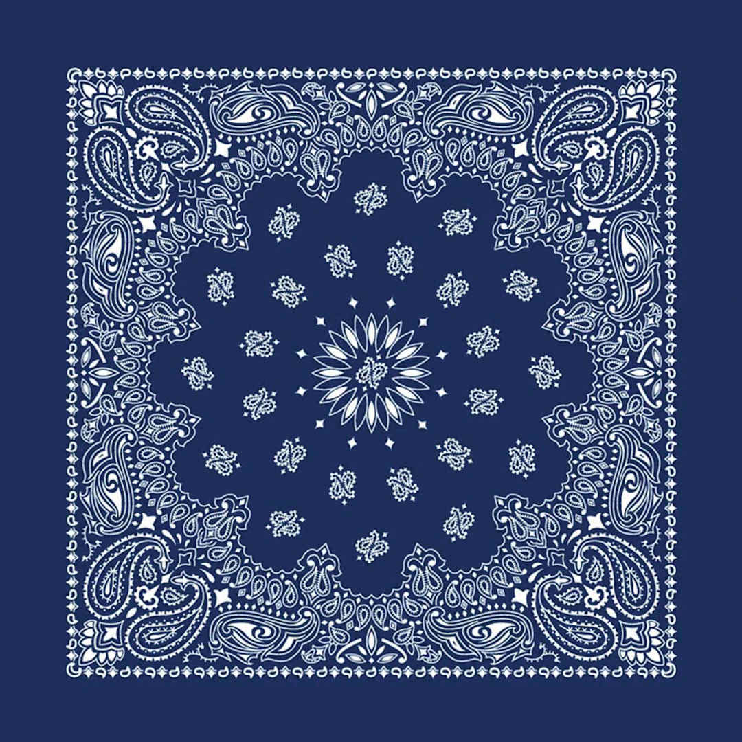 Open in modal - Hav-A-Hank Paisley Bandana - Navy Blue, 22" W x 22" L