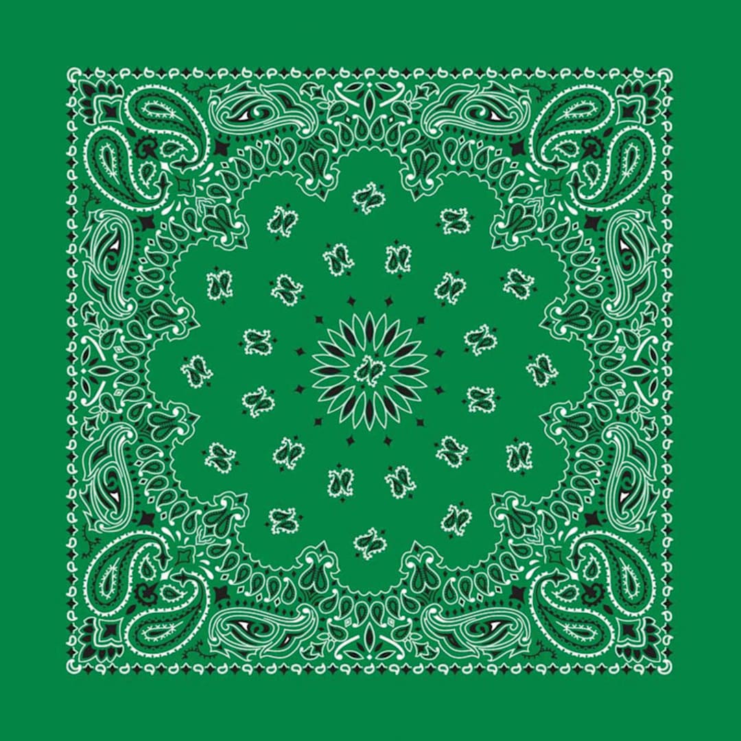 Open in modal - Hav-A-Hank Paisley Bandana - Kelly Green, 22" W x 22" L