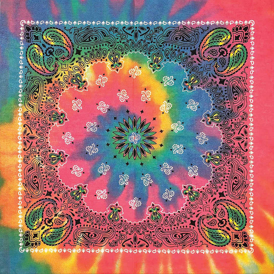 Open in modal - Hav-A-Hank Novelty Bandana - Tie Dye Paisley, 22" W x 22" L