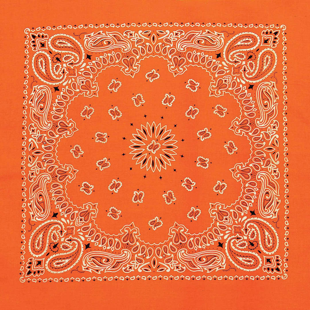 Open in modal - Hav-A-Hank Novelty Bandana - Neon Orange Paisley, 22" W x 22" L