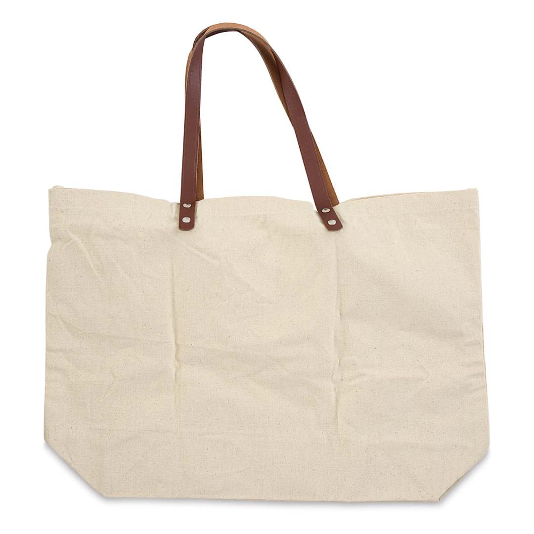 Open in modal - Leather Handle Canvas Tote - Natural, 20" x 15" x 5"