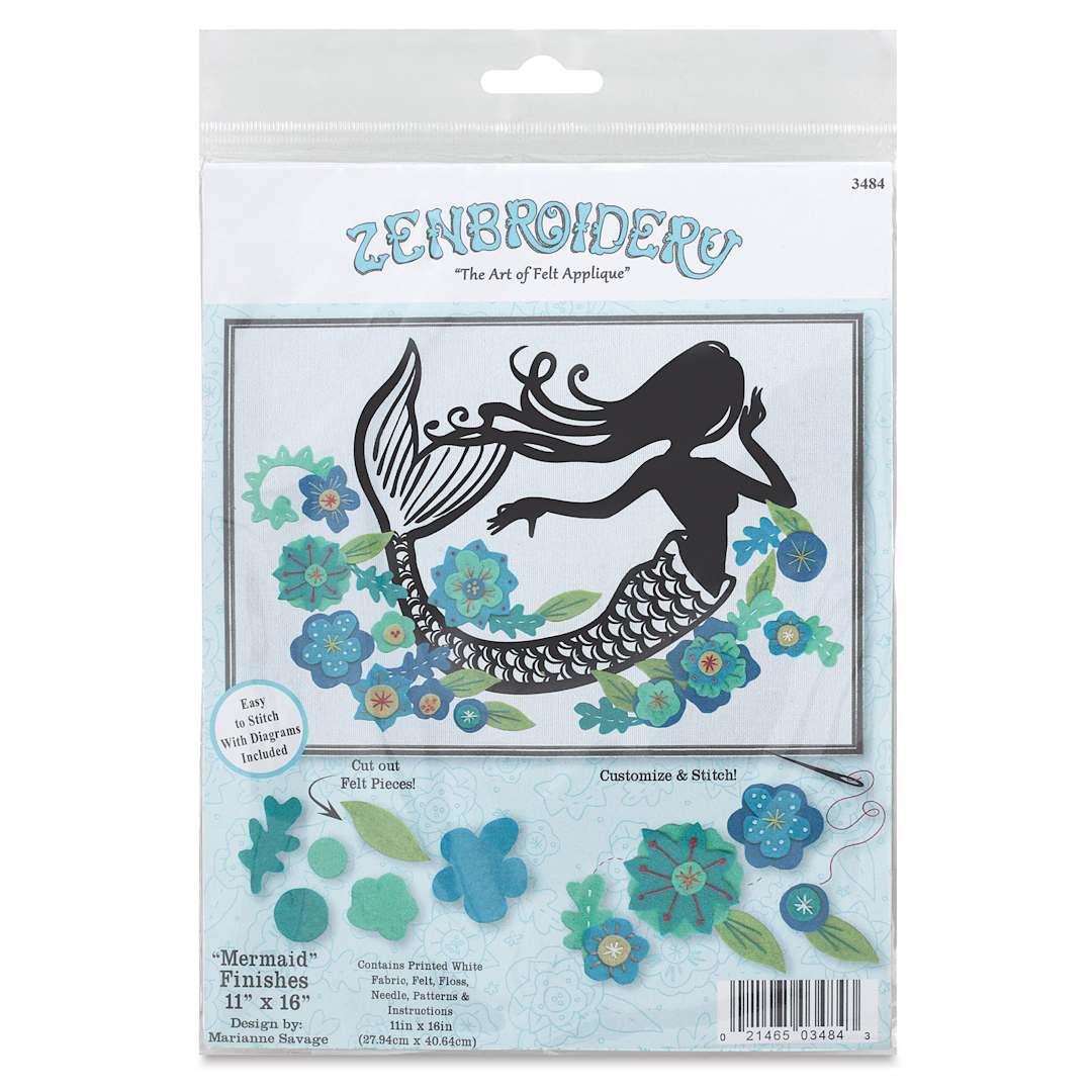 Open in modal - Design Works Zenbroidery Felt Applique Kits - Mermaid Silhouette (Front of packaging)