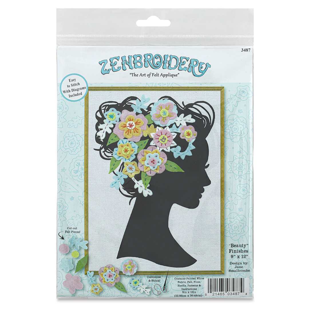 Open in modal - Design Works Zenbroidery Felt Applique Kits - Beauty Silhouette (Front of package)