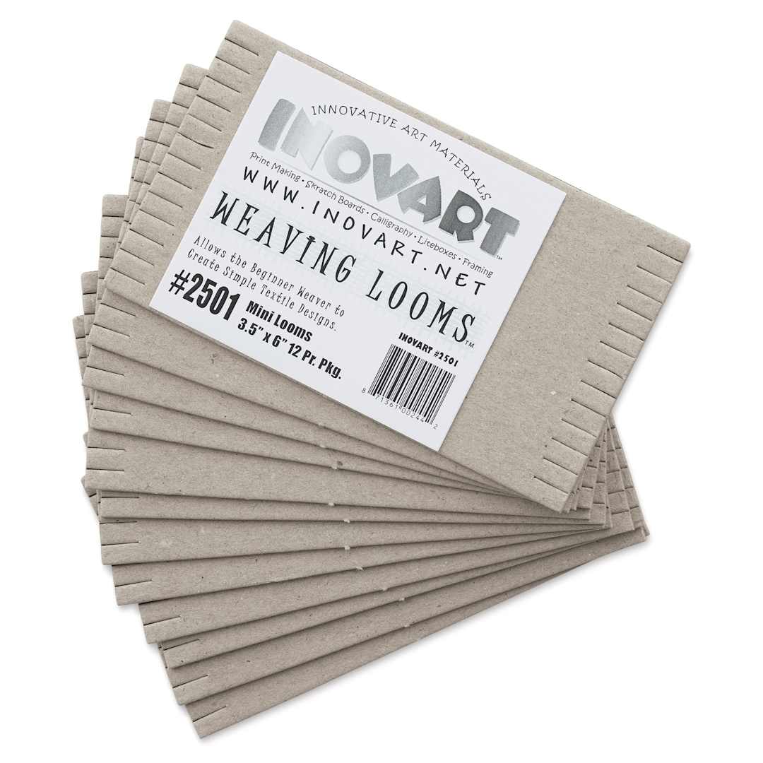 Open in modal - Inovart Chipboard Weaving Looms - Mini, 3-1/2" x 6", Pkg of 12, fanned out
