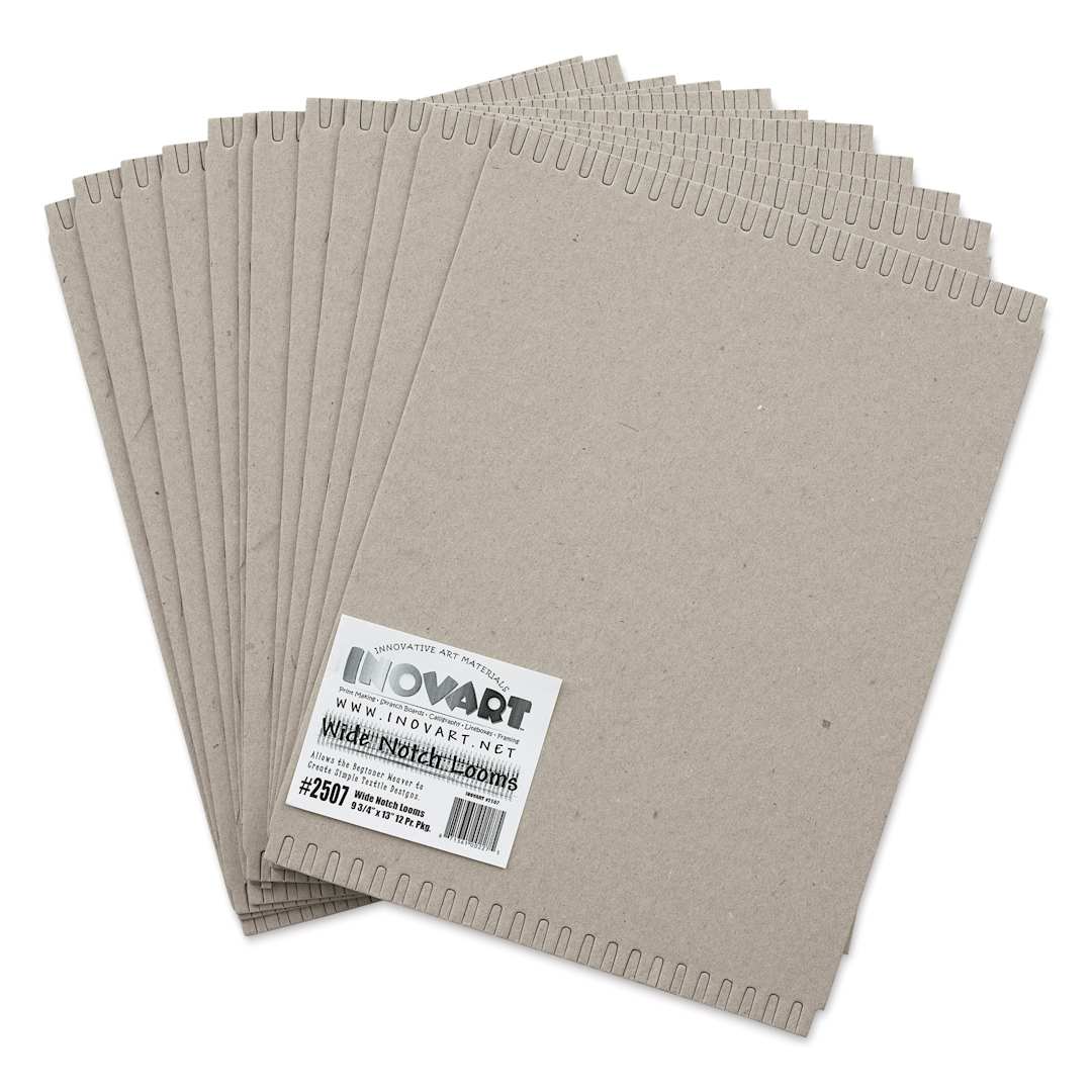 Open in modal - Wide Notch Chipboard Weaving Loom - 9-3/4" x 13", Pkg of 12, fanned out