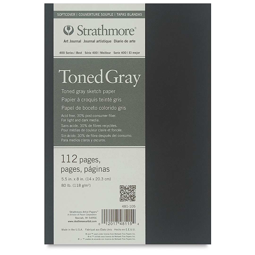 Open in modal - Strathmore Softcover 400 Series Toned Sketch Artist Journal - 8" x 5-1/2", Gray