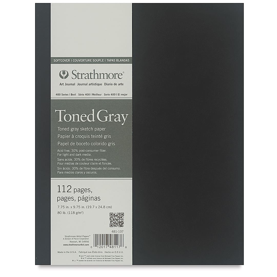Open in modal - Strathmore Softcover 400 Series Toned Sketch Artist Journal - 9-3/4" x 7-3/4", Gray
