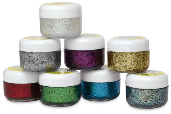 Open in modal - Snazaroo Face Paint Glitter Gel - Several jars shown stacked
