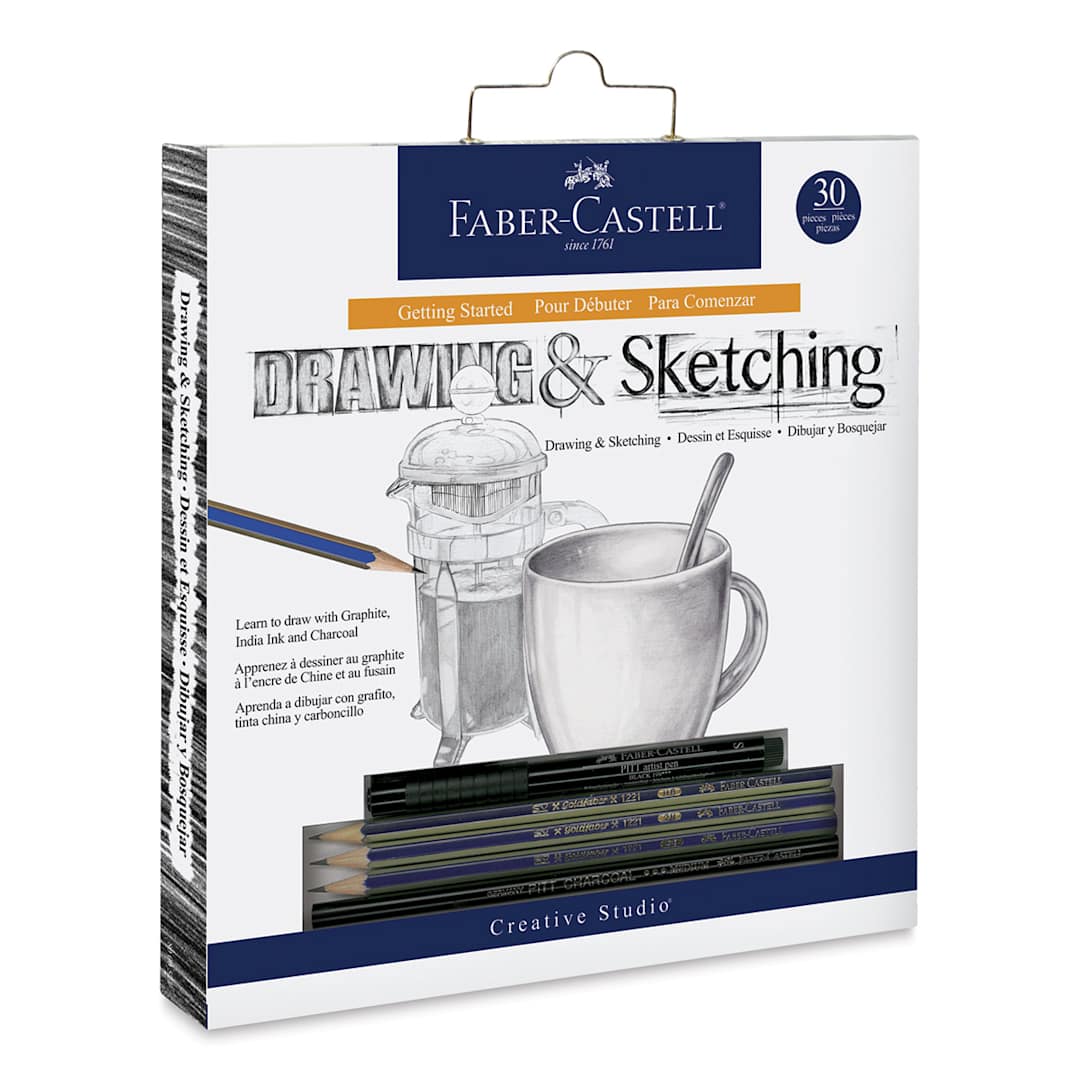 Open in modal - Faber-Castell Creative Studio Getting Started Drawing & Sketching Set - Angled view of package