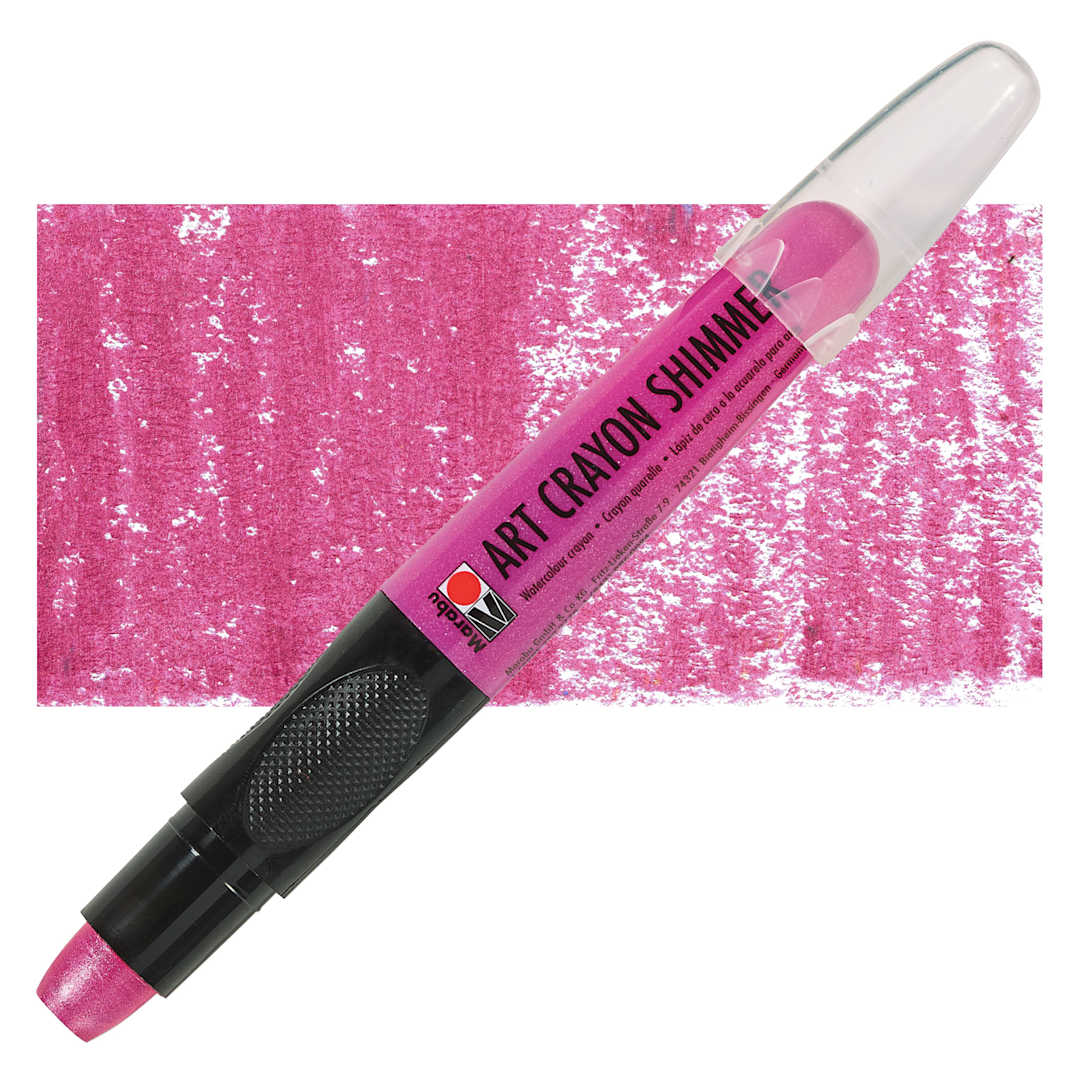 Open in modal - Marabu Art Crayon - Shimmer Rose Pink, crayon with swatch