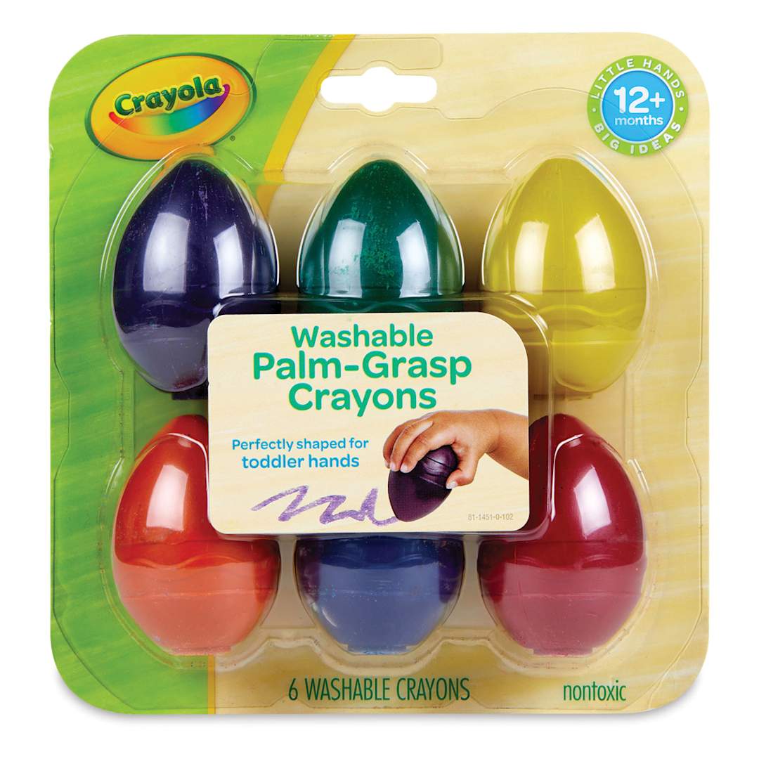 Open in modal - Crayola Young Kids Palm-Grasp Crayons - Front of blister package of 6 crayons