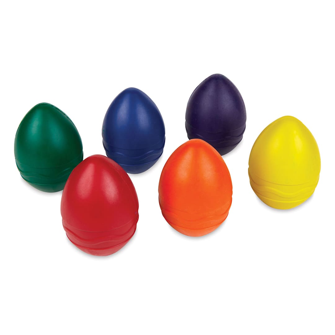 Open in modal - Crayola Young Kids Palm-Grasp Crayons - 6 egg shaped crayons shown in rows