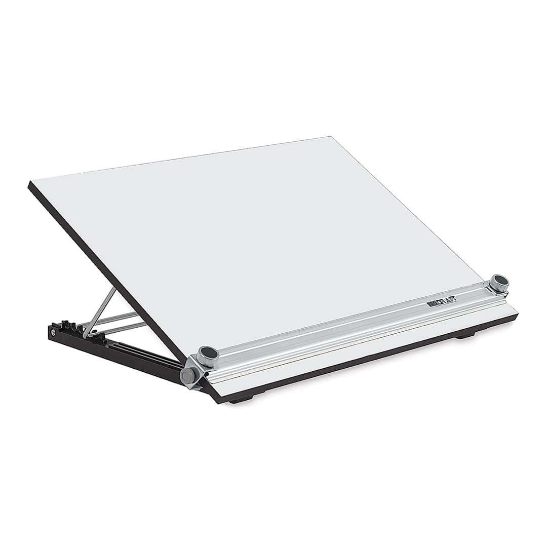 Open in modal - Pro-Draft Deluxe Parallel Straightedge Drawing Board - Left angle view with raised board