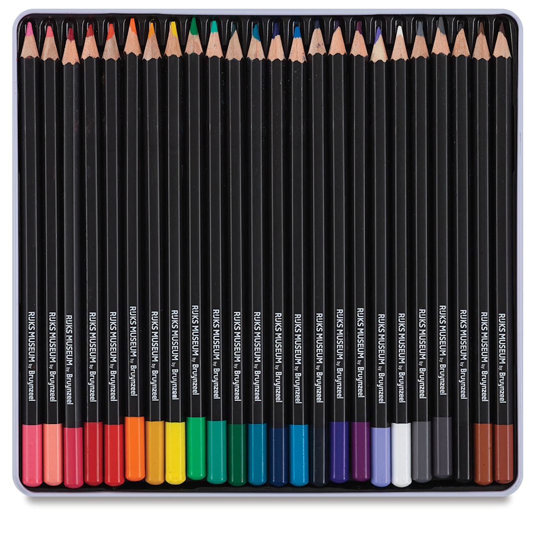 Open in modal - Bruynzeel Dutch Masters Colored Pencils - Set of 24 pencils shown in storage tray
