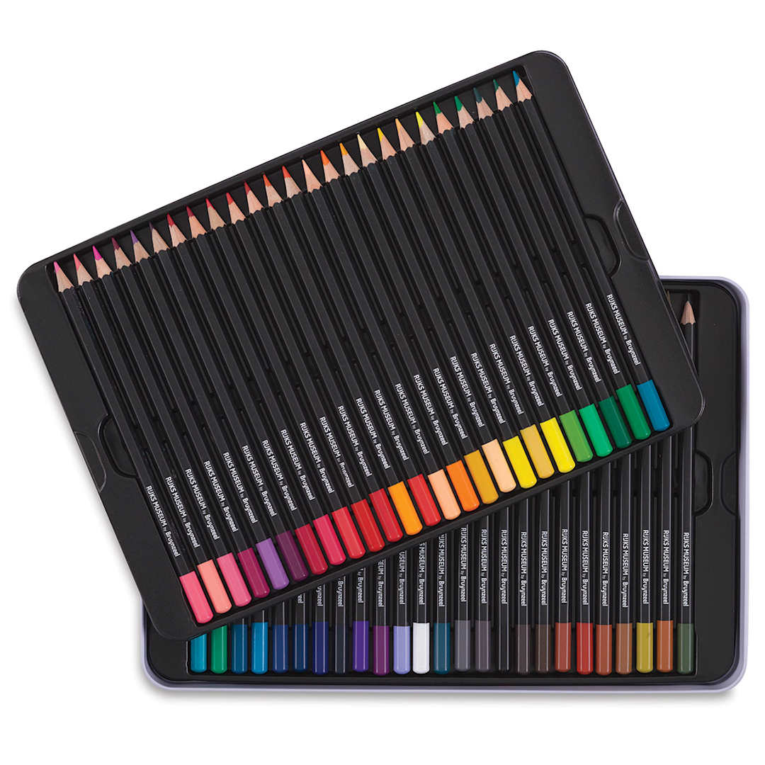 Open in modal - Bruynzeel Dutch Masters Colored Pencils - Set of 50 pencils shown in two storage trays