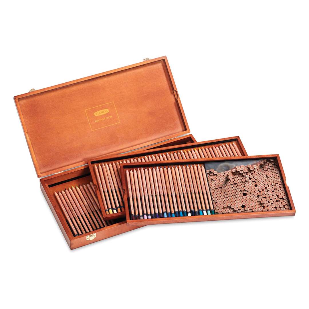 Open in modal - Derwent Lightfast Colored Pencils - Wood Box Set of 100 with booklet in place
