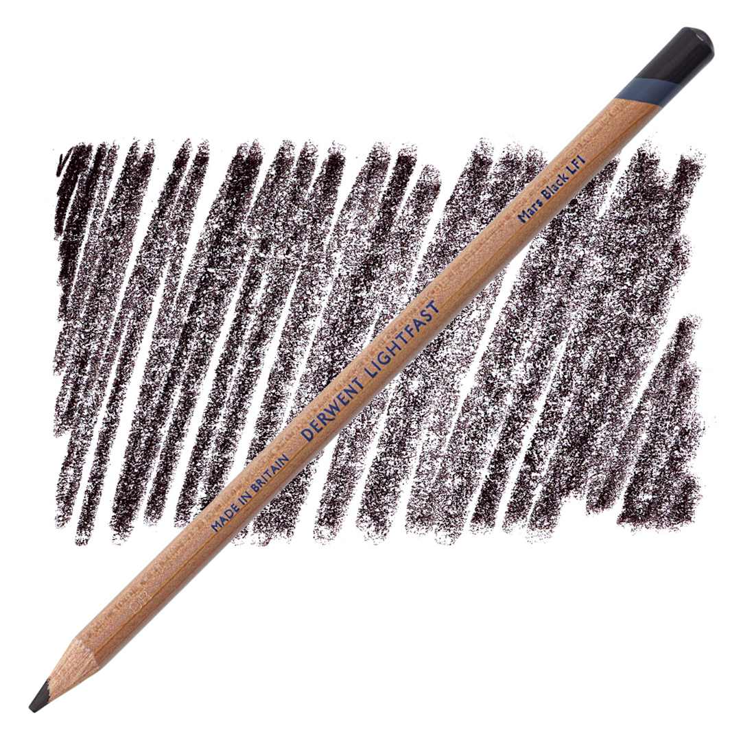 Open in modal - Derwent Lightfast Colored Pencil - Mars Black pencil and swatch