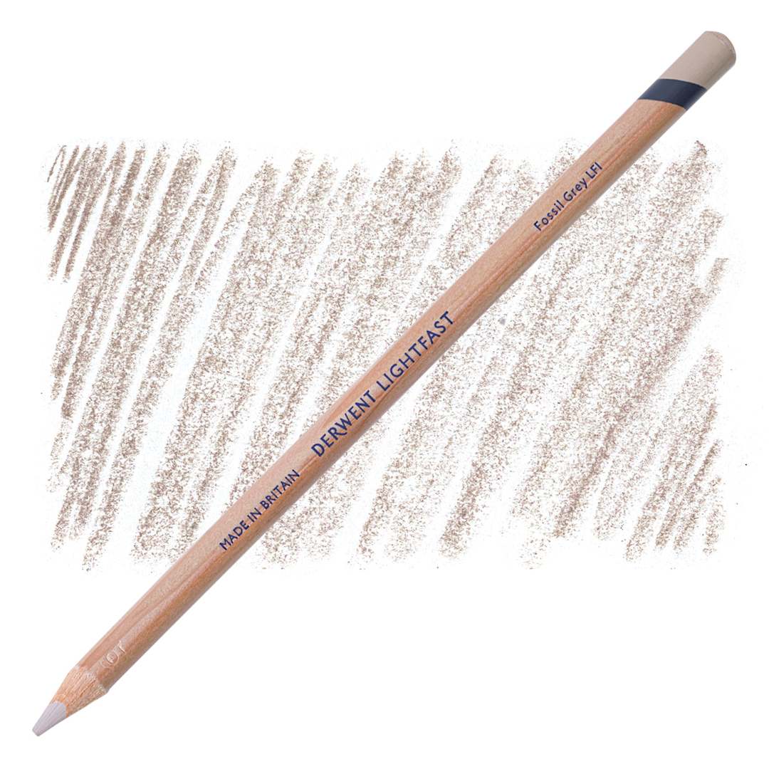 Open in modal - Derwent Lightfast Colored Pencil - Fossil Grey pencil and swatch
