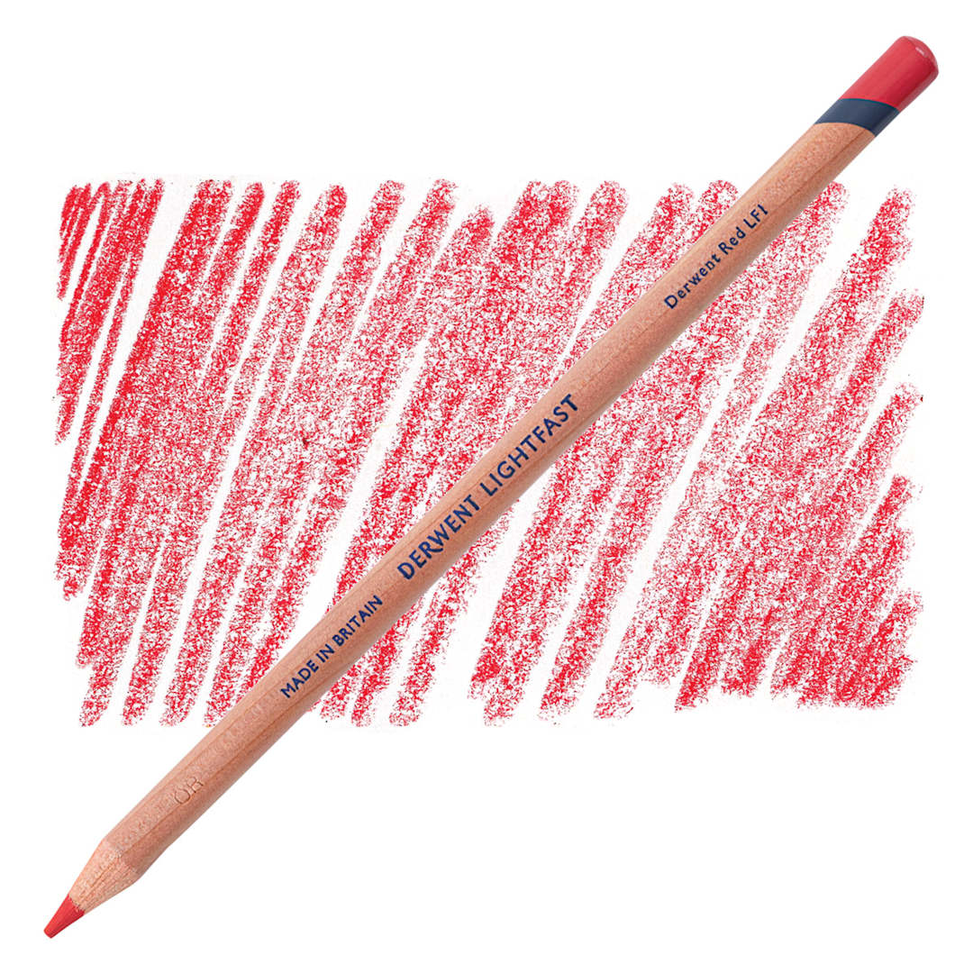 Open in modal - Derwent Lightfast Colored Pencil - Derwent Red pencil and swatch