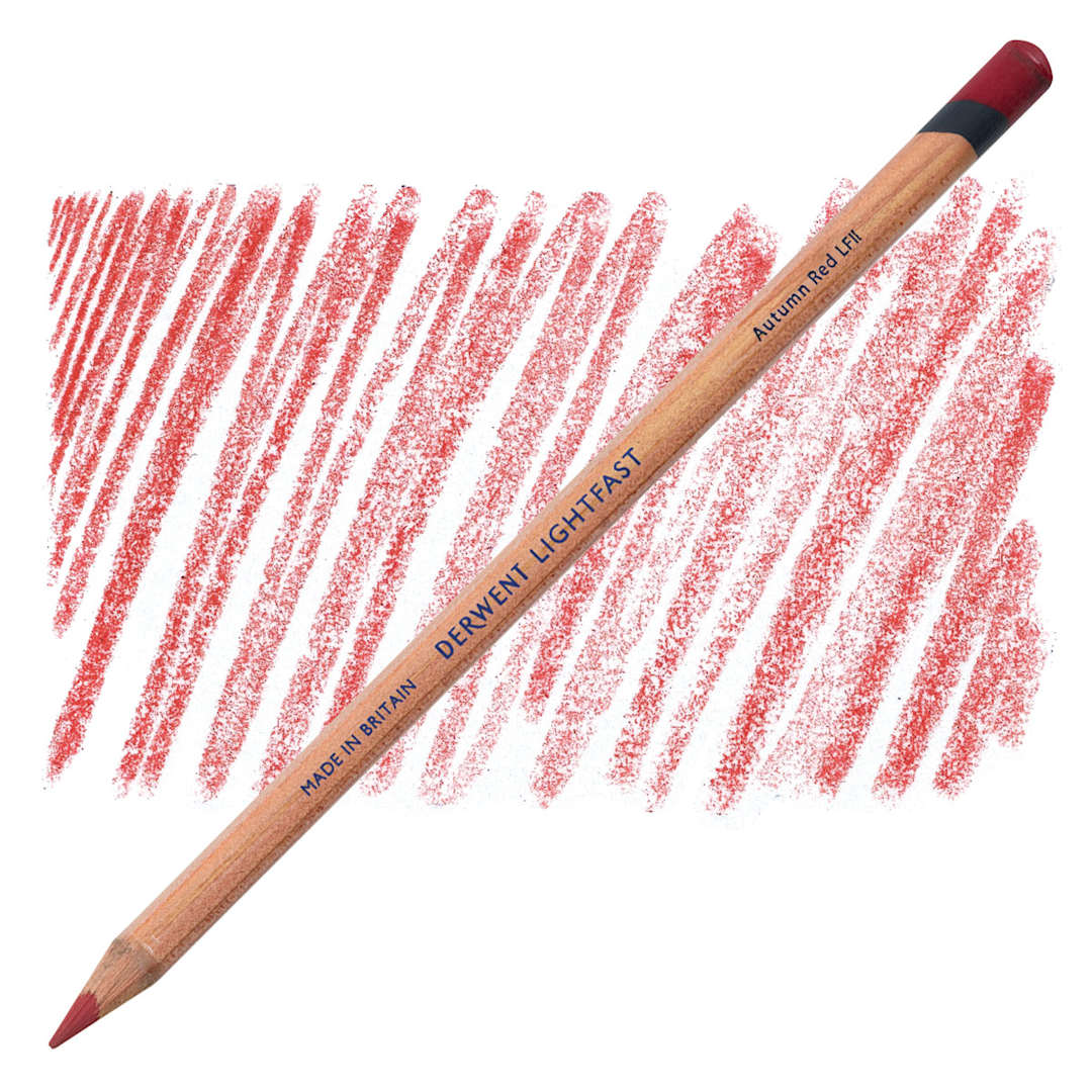 Open in modal - Derwent Lightfast Colored Pencil - Autumn Red pencil and swatch