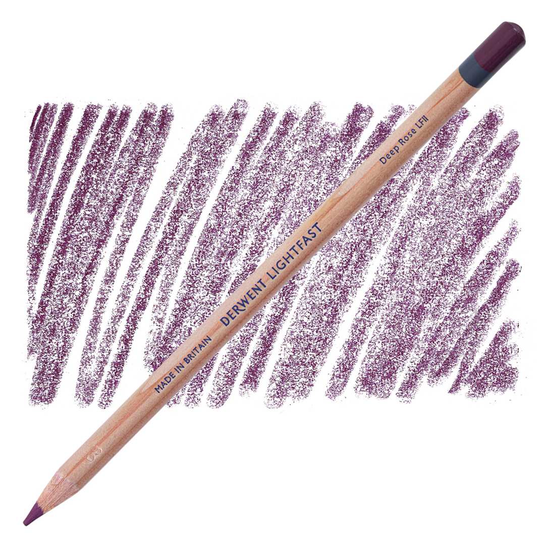 Open in modal - Derwent Lightfast Colored Pencil - Deep Rose pencil and swatch