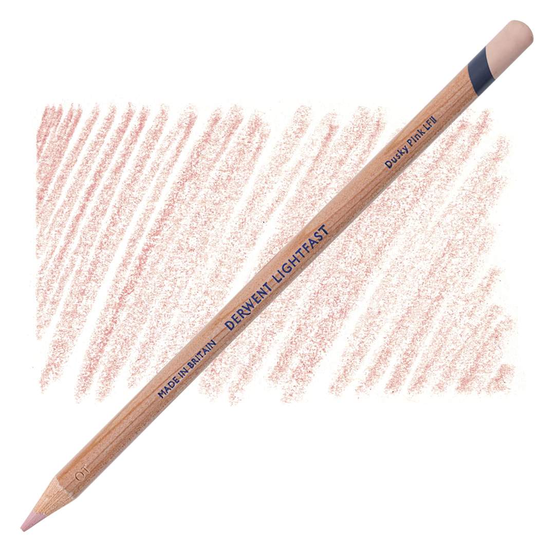 Open in modal - Derwent Lightfast Colored Pencil - Dusky Pink pencil and swatch