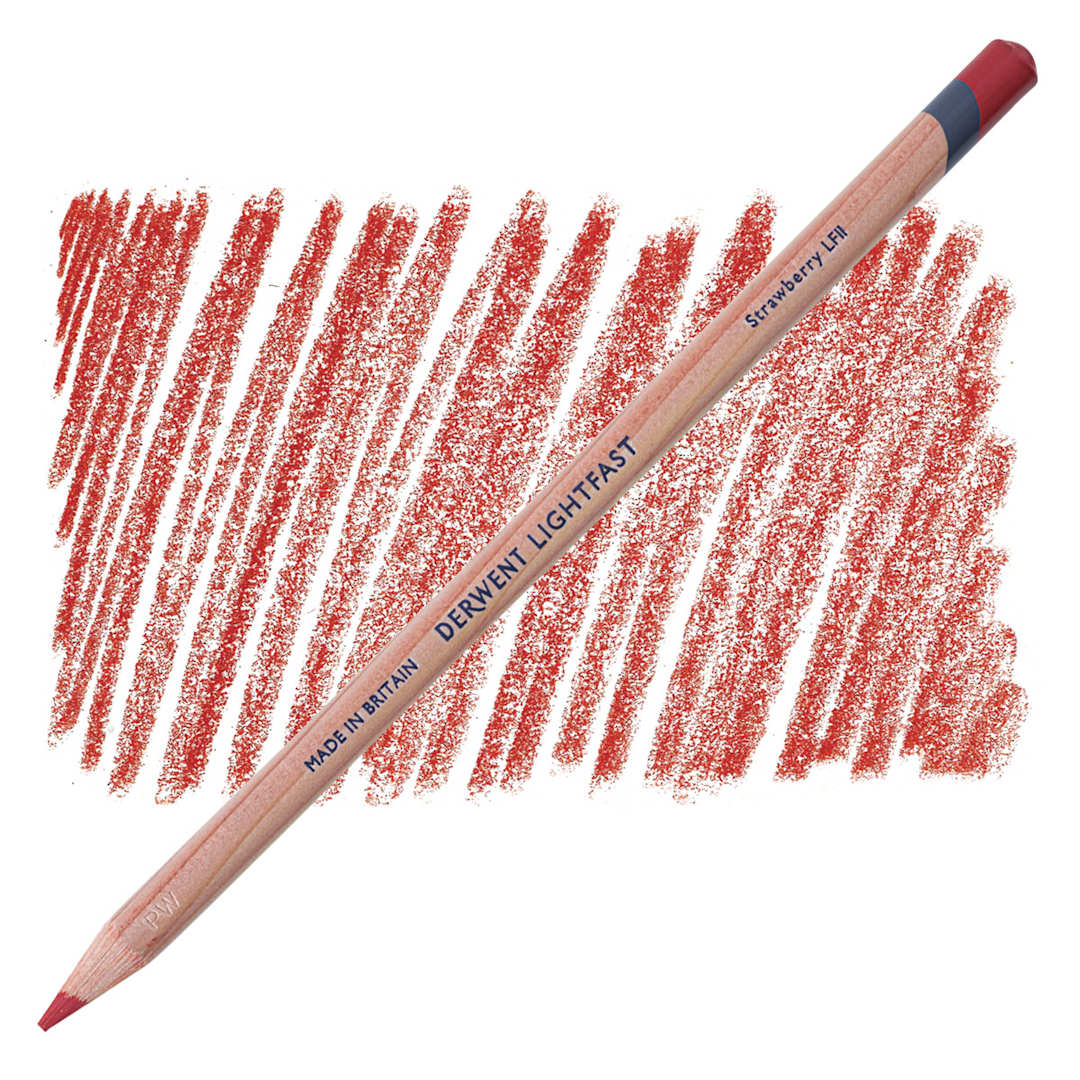 Open in modal - Derwent Lightfast Colored Pencil - Strawberry pencil and swatch