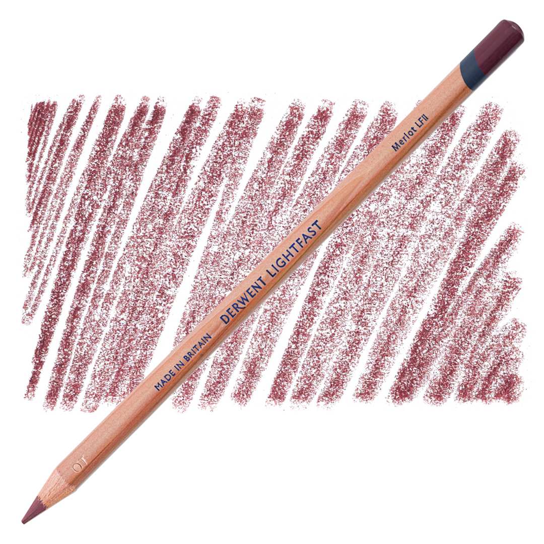 Open in modal - Derwent Lightfast Colored Pencil - Merlot pencil and swatch