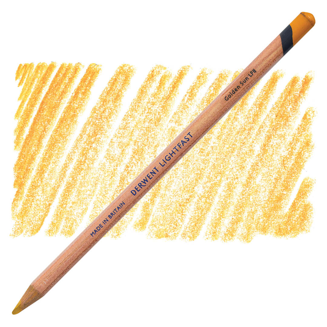 Open in modal - Derwent Lightfast Colored Pencil - Golden Sun pencil and swatch