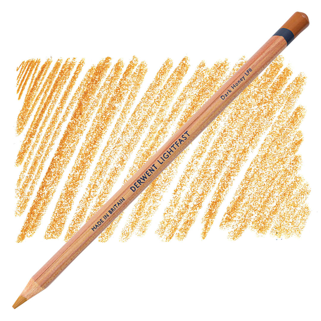 Open in modal - Derwent Lightfast Colored Pencil - Dark Honey pencil and swatch