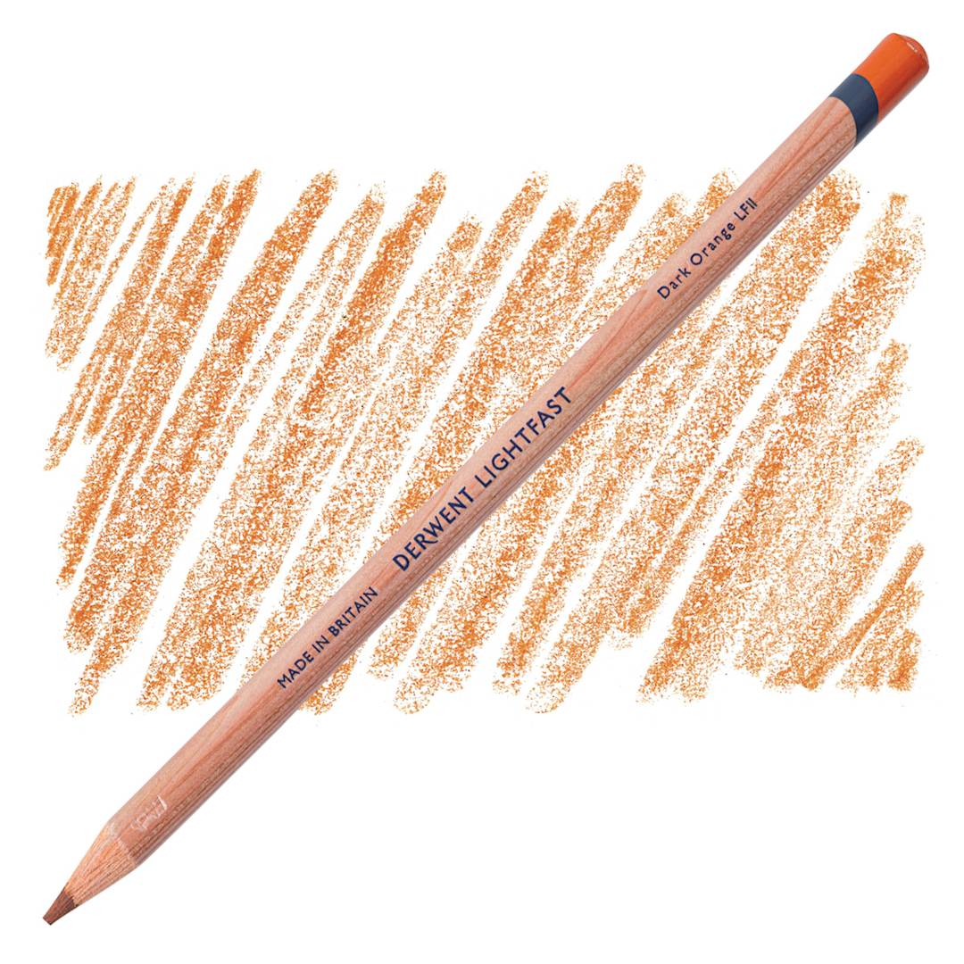 Open in modal - Derwent Lightfast Colored Pencil - Dark Orange pencil and swatch