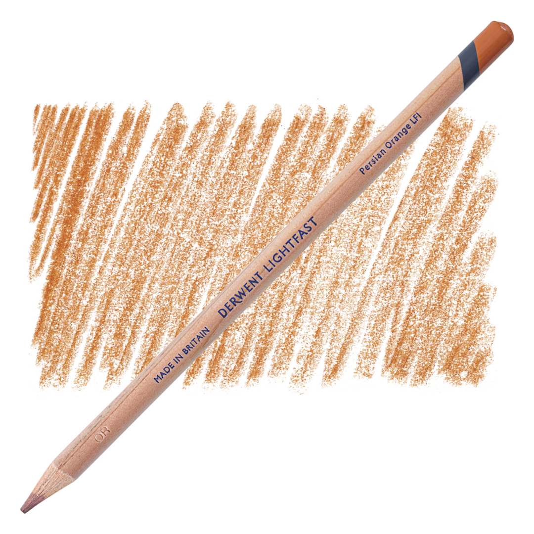 Open in modal - Derwent Lightfast Colored Pencil - Persian Orange pencil and swatch